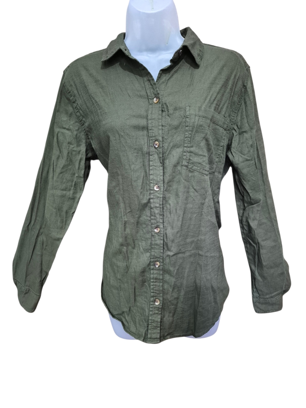 Sonoma Olive Green Lightweight Button-Down Shirt
